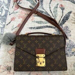 Louis Vuitton Monogram Satchel with Gold Accents
